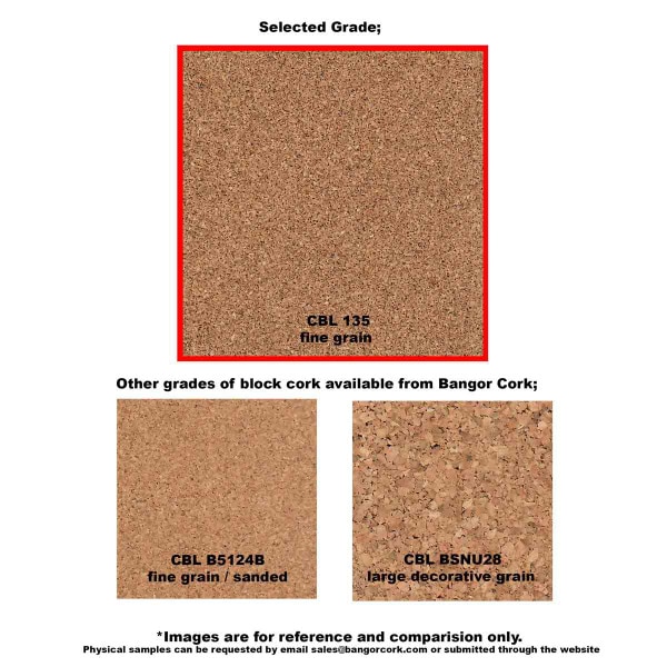 135 1/2" cork sheet comparison